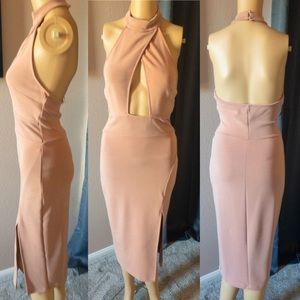 Velvet Rope Slinky Backless Halter Dress